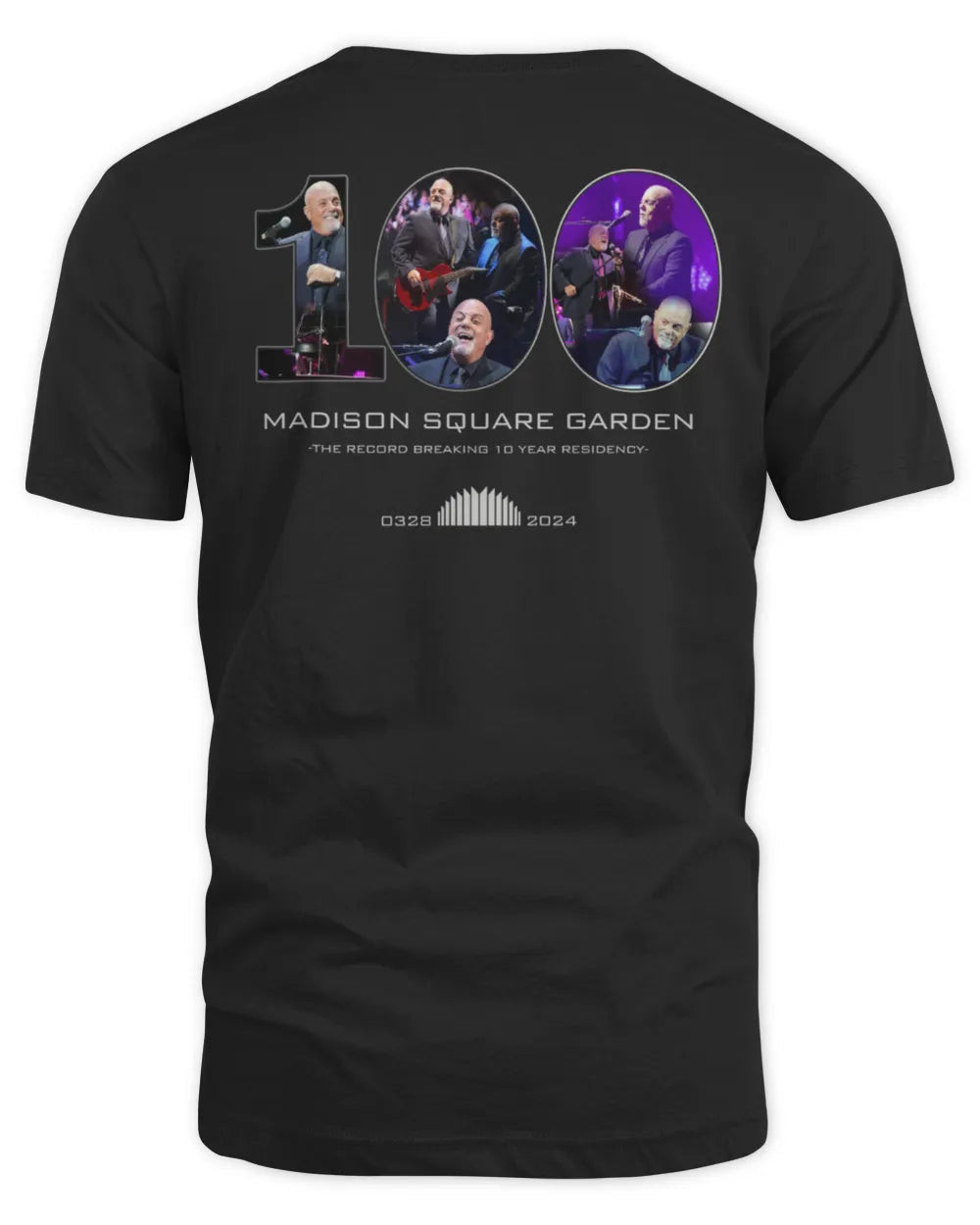 Official Billy Joel 3-28-24 MSG New York 100th Event Black Tshirts All Merch