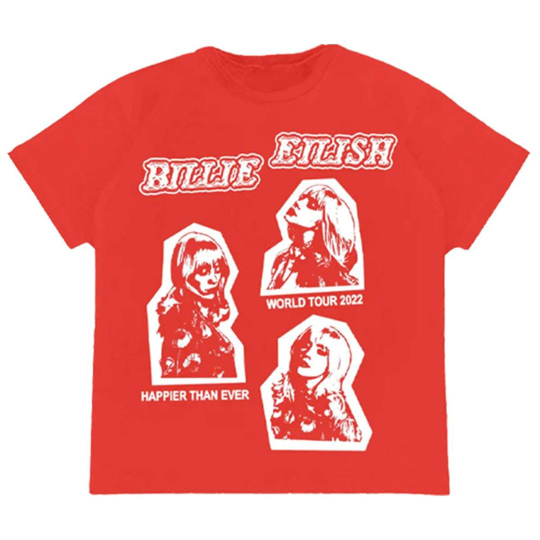 Billie Eilish Merch Cut Out Red Tour T-Shirt All Merch