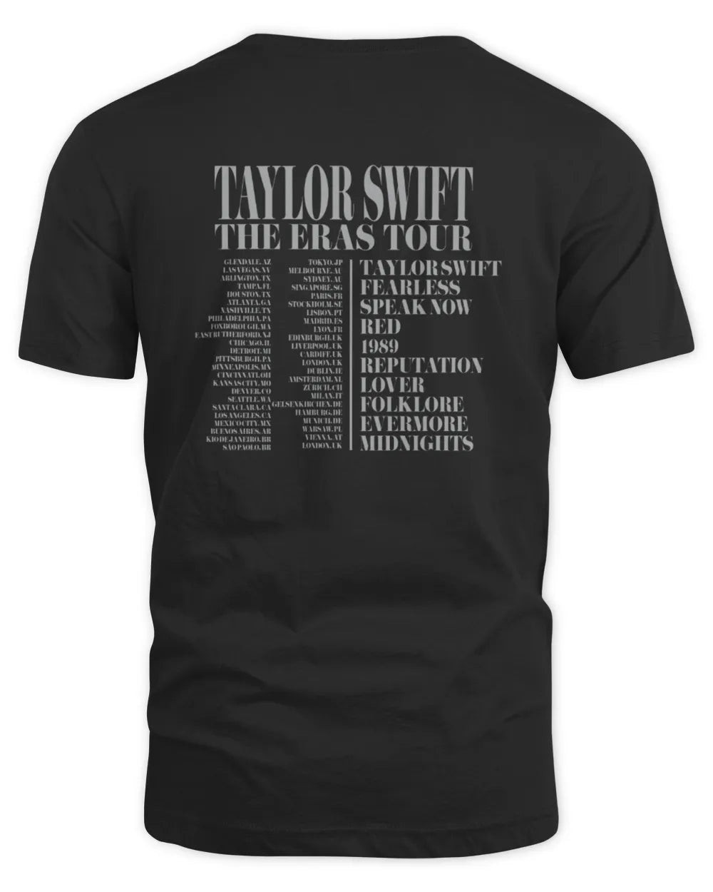 Taylor Swift The Eras International Tour Black T-Shirt All Merch
