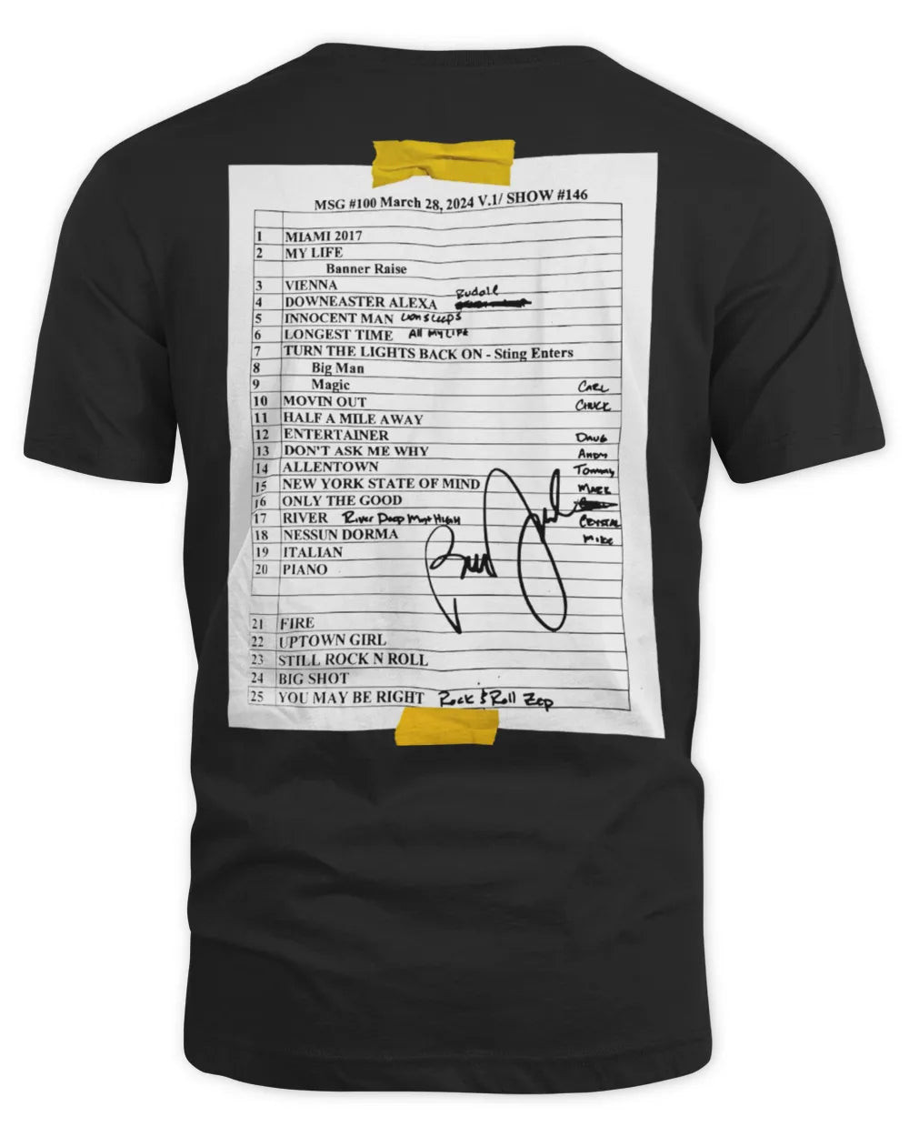 Billy Joel Merch 3-28-24 Msg 100th Show Set List Shirt All Merch