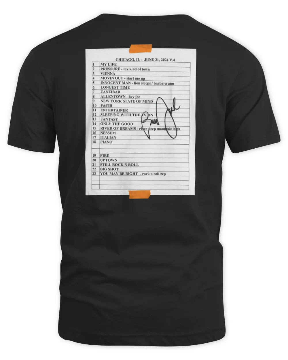 Billy Joel Merchandise 6-21-24 Chicago Set List Shirt All Merch