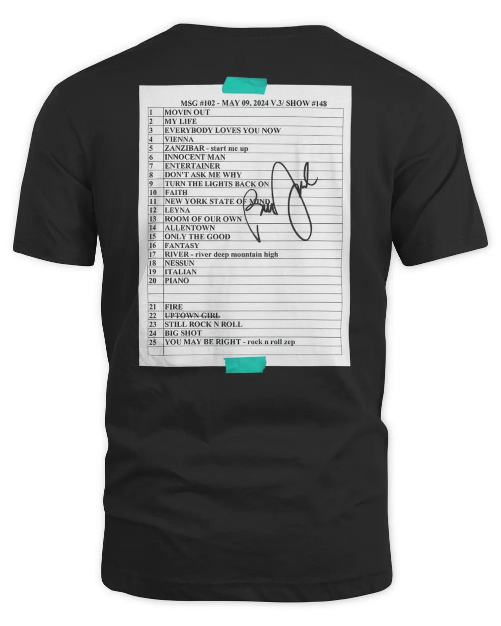 Billy Joel Merch 5-9-24 Msg Set List Shirt All Merch
