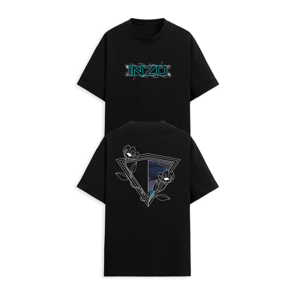 Inzo Merch 2025 Flowers In My Heart Black T-Shirt