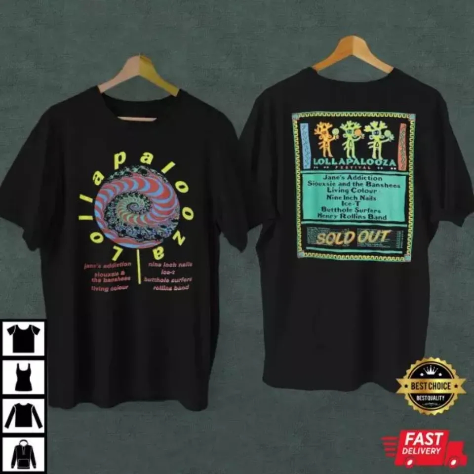 Lollapalooza 1991 Music Festival Tour Both Sides T-Shirt