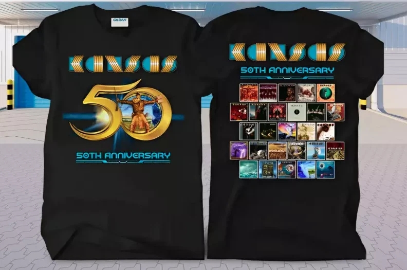Kansas Band Anniversary T-Shirt Tour 50Th Black