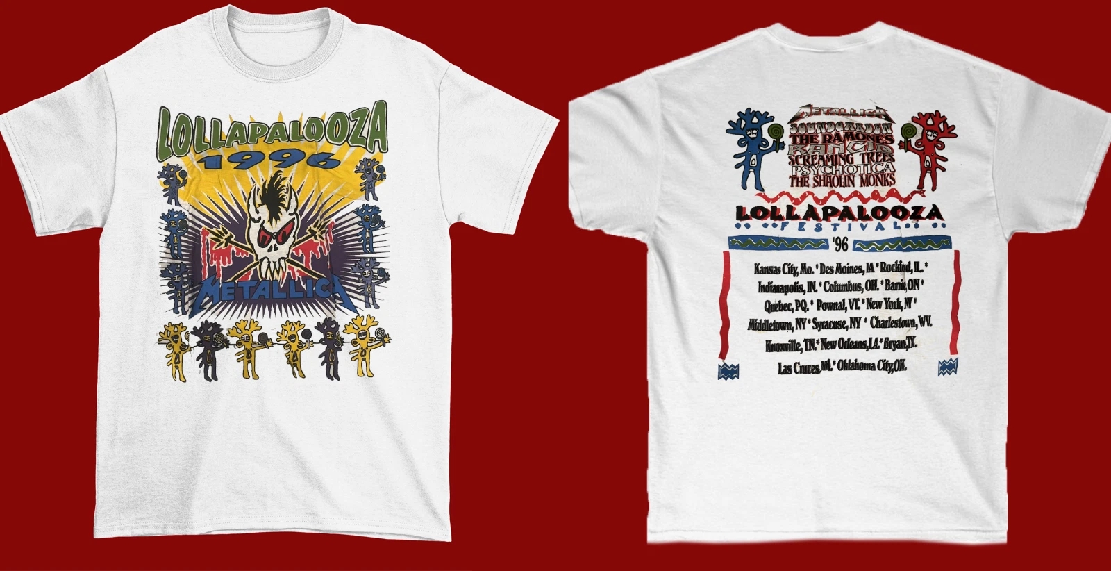 New Lollapalooza 1996 Vintage Trees Gift Fans White Shirt