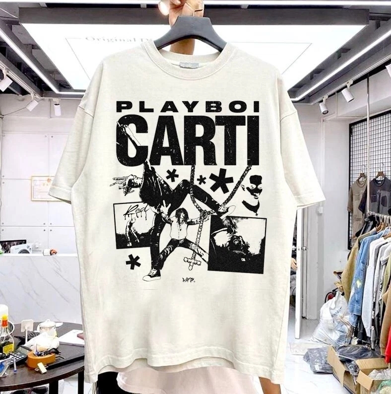 Remake Playboi Carti Retro Style White Short Sleeve Shirt