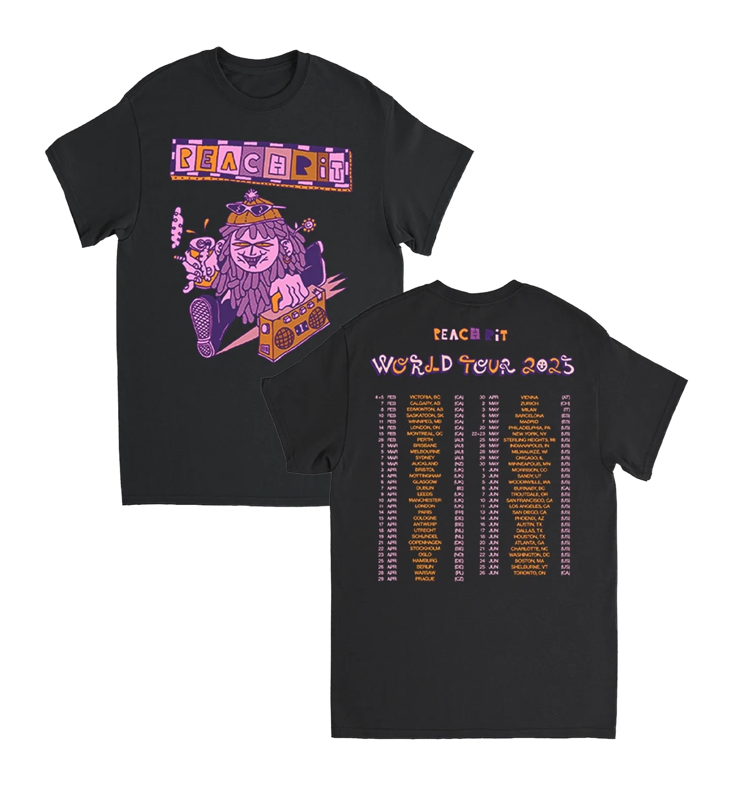 Peach Pit Band World Tour 2025 Shirt S_5Xl Cotton Black All Size Shirt