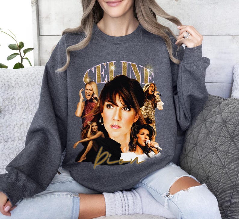 Retro Celine Dion Sweatshirt, Bootleg Style Celine Dion Shirt, Y2K Shirt, 90’S Music T-Shirt, Celine Dion Tour Merch