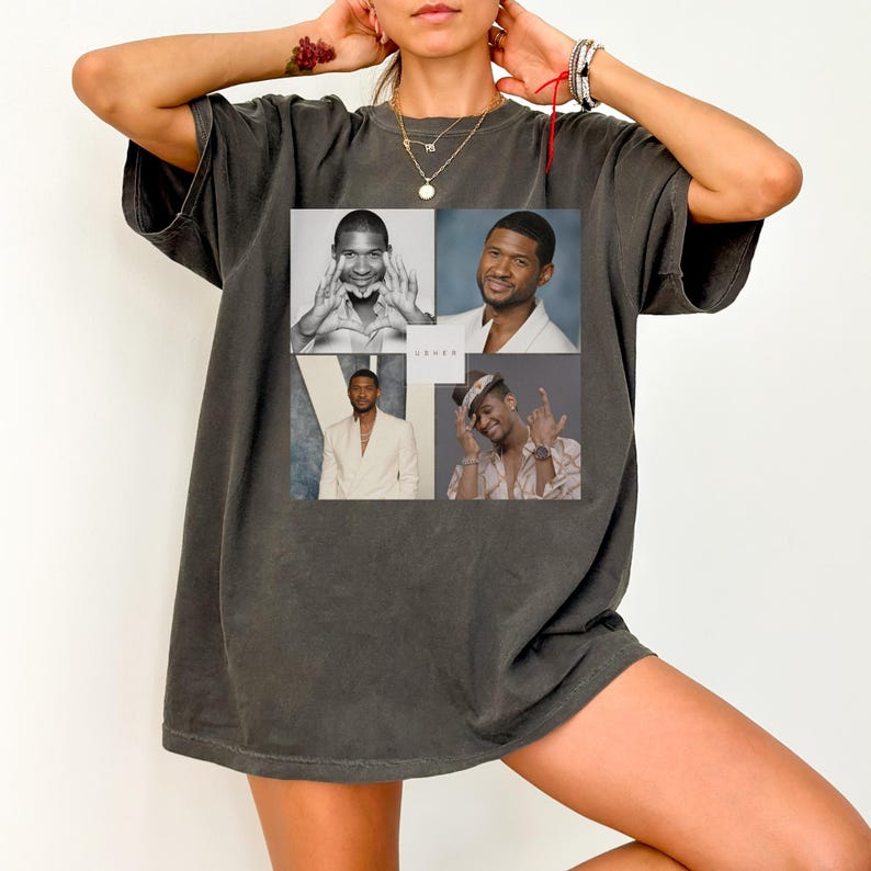 Usher Vintage Shirt Usher Past Present Future Graphic Shirt Super Bowl Halftime Show Merch 90S Usher Past Present Future 2025 World Tour