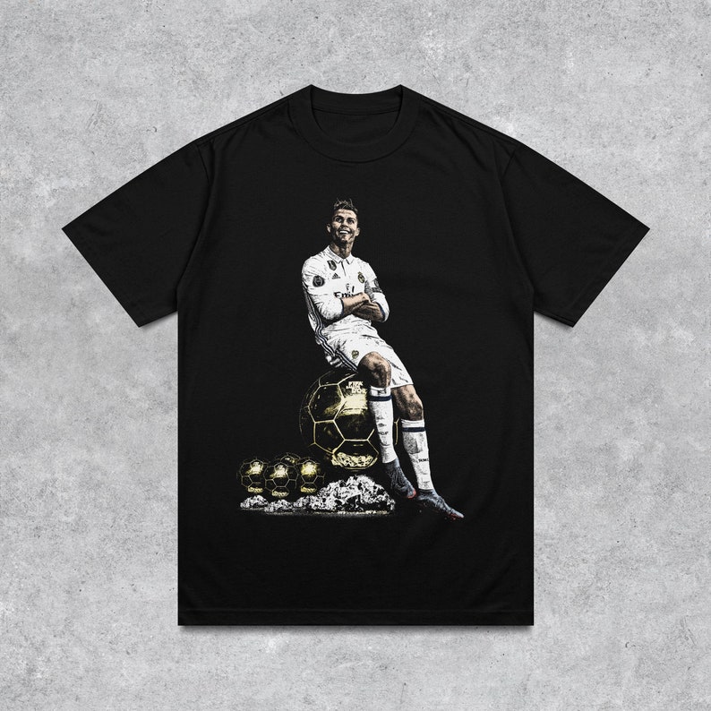 Cristiano Ronaldo Ballon D’Or Graphic Shirt, Iconic Retro Football Shirt, Football Gift Idea