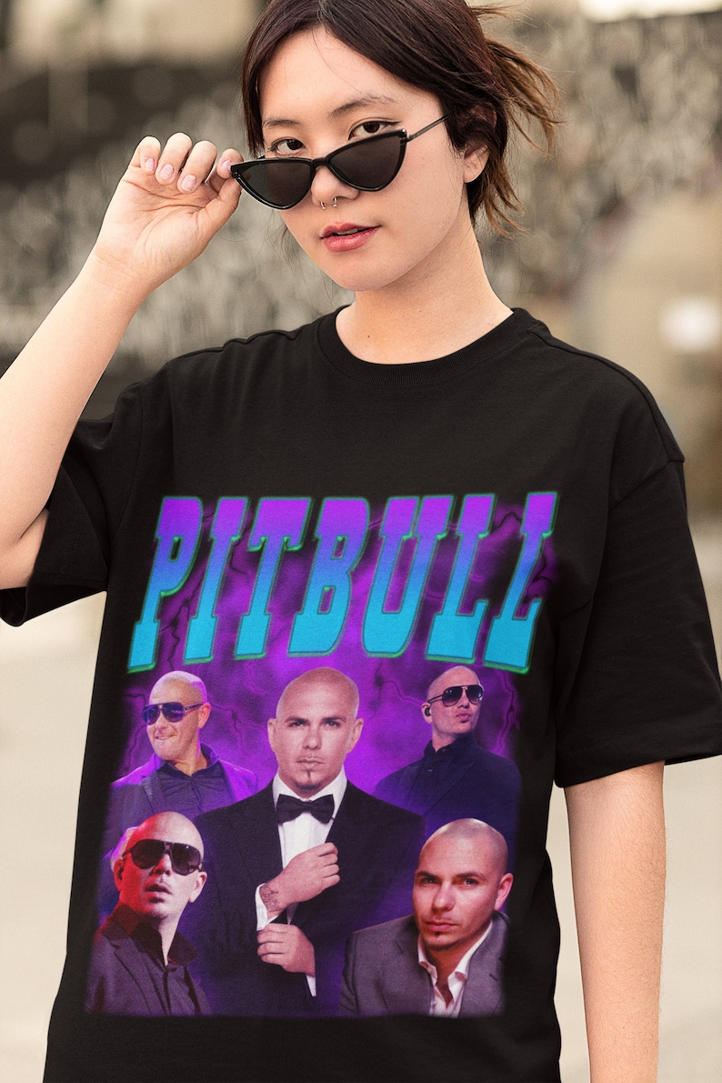 Pitbull Retro Shirt Pitbull Rapper Vintage 90’S Print Shirt Pitbullclothing
