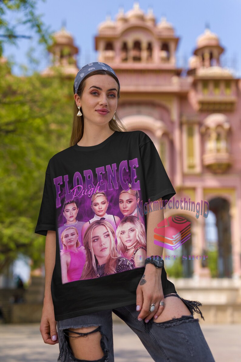 Florence Pugh Retro Shirt Florence Pugh Vintage Print 90’S Shirt Florence Pugh Clothing