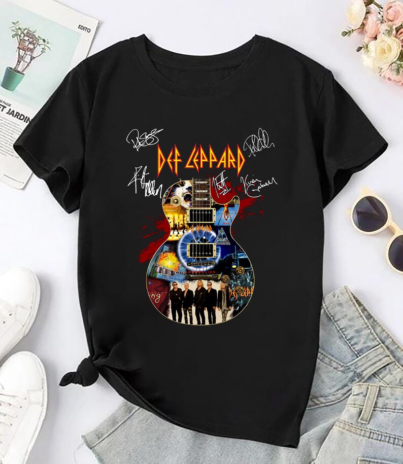 Def Leppard Siagntures Guitar Shirt Def Leppard Band Shirt Def Leppard 90S Vintage Shirt