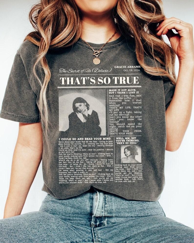 Gracie Abrams That’S So True Shirt The Secret Of Us Tour 2025 Shirt Gracie Abrams Merch