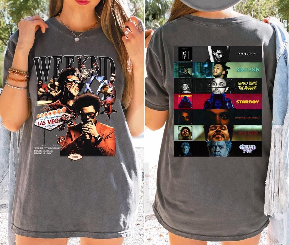 Weeknds After Houses Tour Double-Sided T-Shirt, Retro Streetwear Graphic Tee, Vintage Washed R&B Shirt
