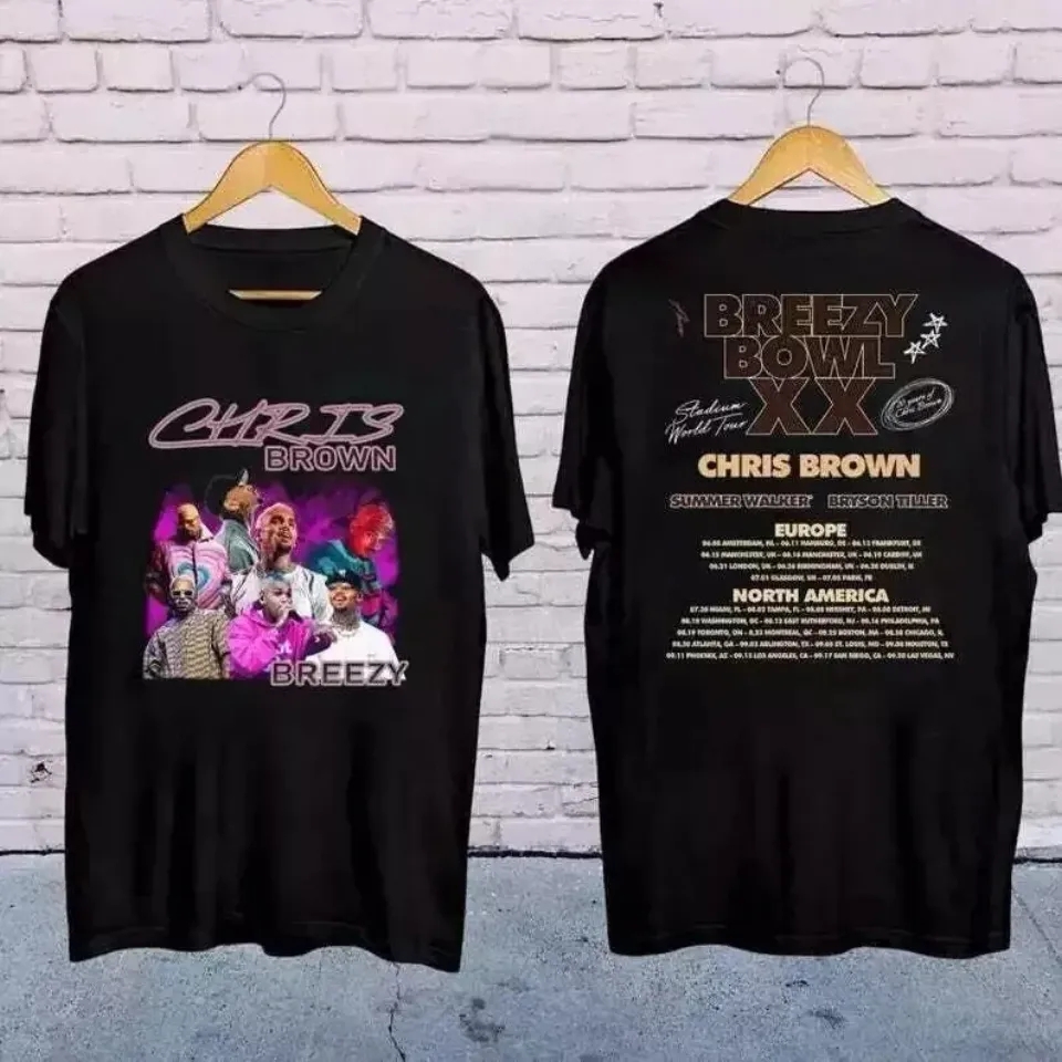 2025 Chris Brown Concert Shirt, Chris Brown Breezy Bowl Xx Tour 2025 T-Shirt
