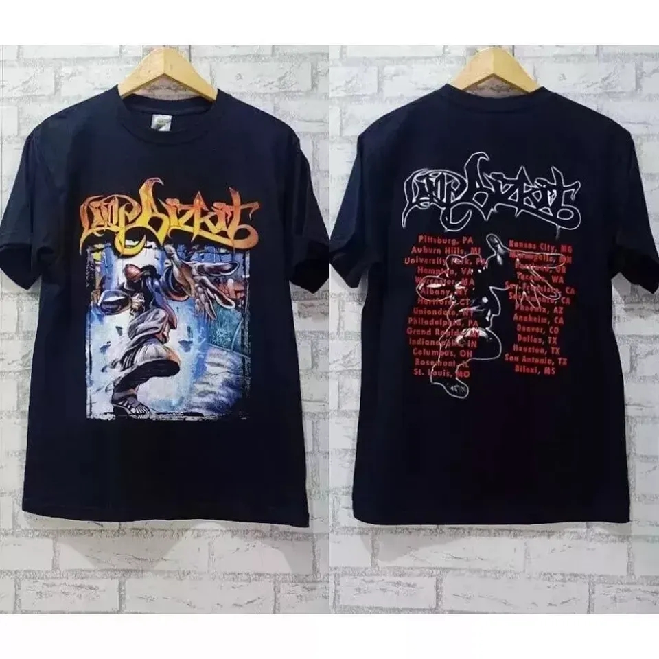Limp Bizkit Band Tour 2 Side Black Short Sleeve Cotton T-Shirt Unisex S-5Xl
