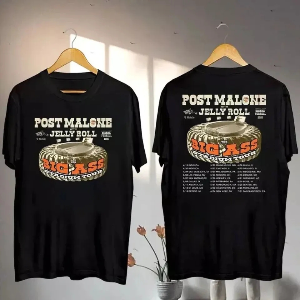Post Malone Big Ass Stadium Tour 2025 Shirt, Post Malone And Jelly Roll Shirt