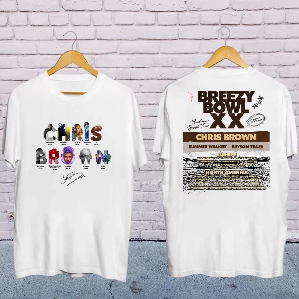 2025 Chris Brown Concert Chris Brown Breezy Bowl Xx Tour 2025 T-Shirt