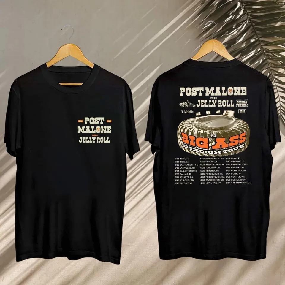 Post Malone Tour 2025, Big Ass Stadium Tour And Jelly Roll Gift For Fan Music Love