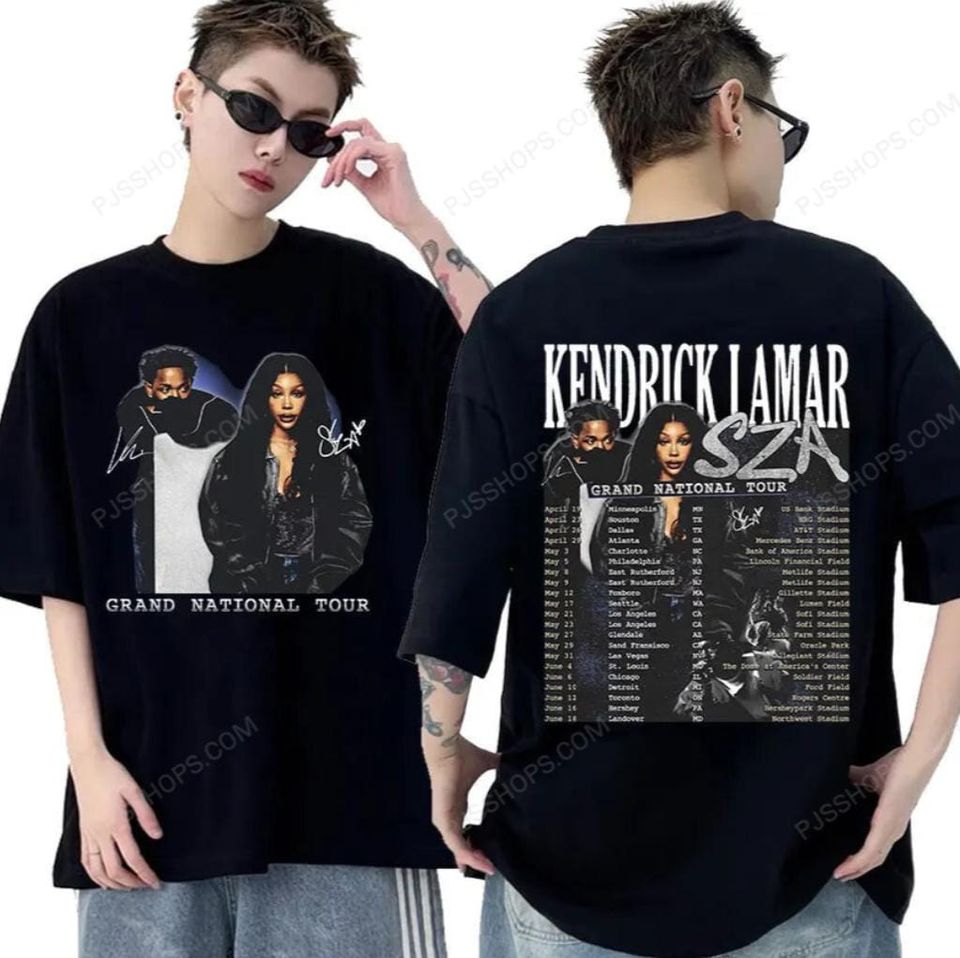 Vintage Kendrick Lamar-Sza Grand National Tour 2025 New Album T Shirts Men’S Hip Hop Oversized Cotton T-Shirt Unisex Streetwear