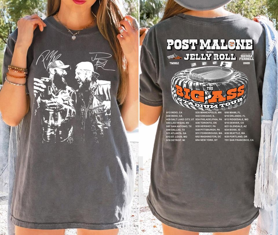 Post Malone 2025 Tour Double Sided T-Shirt – Retro Western Country Music