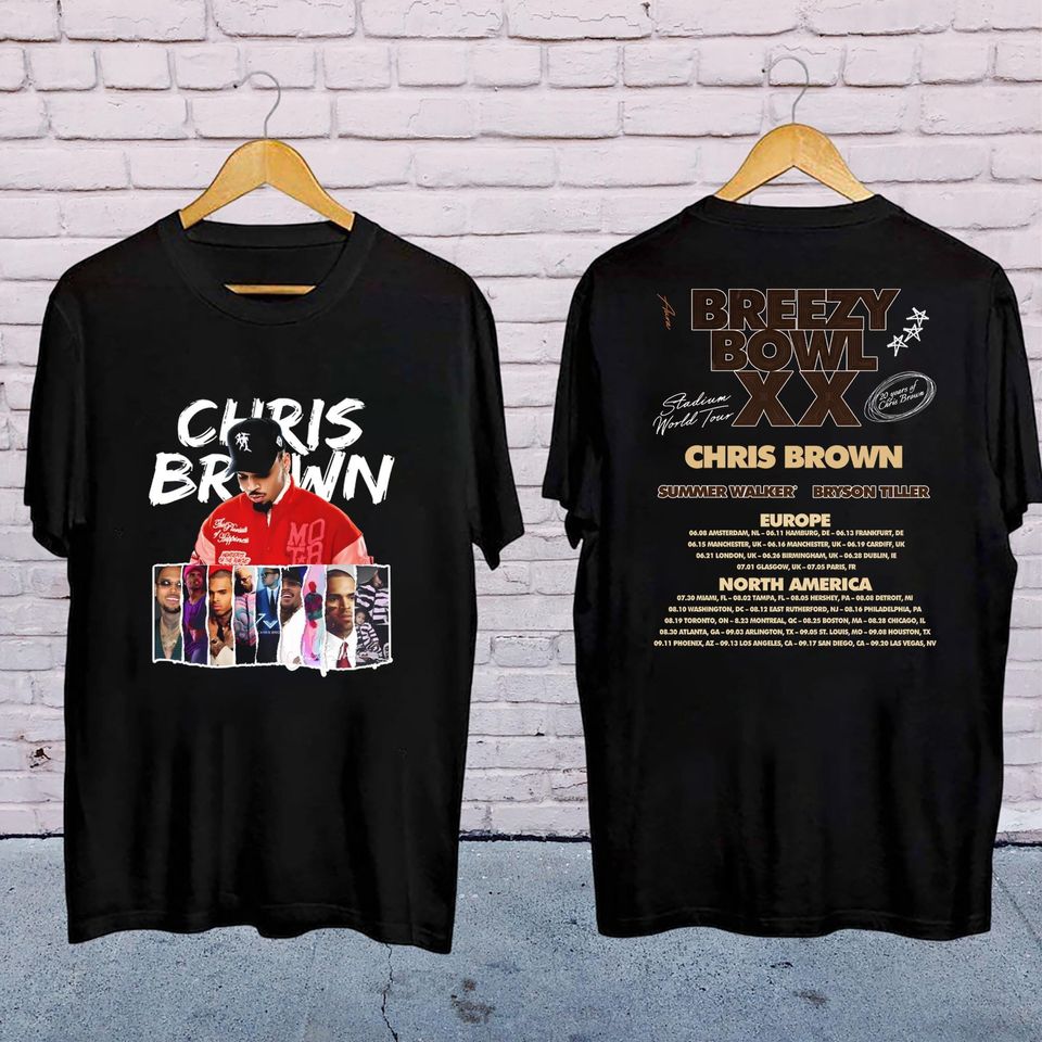 Chris Brown Graphic Shirt, 2025 Chris Brown Breezy Bowl Xx Tour T-Shirt, Chris Brown Album Shirt, Chris Brown Fan Gift, Chris Brown Merch