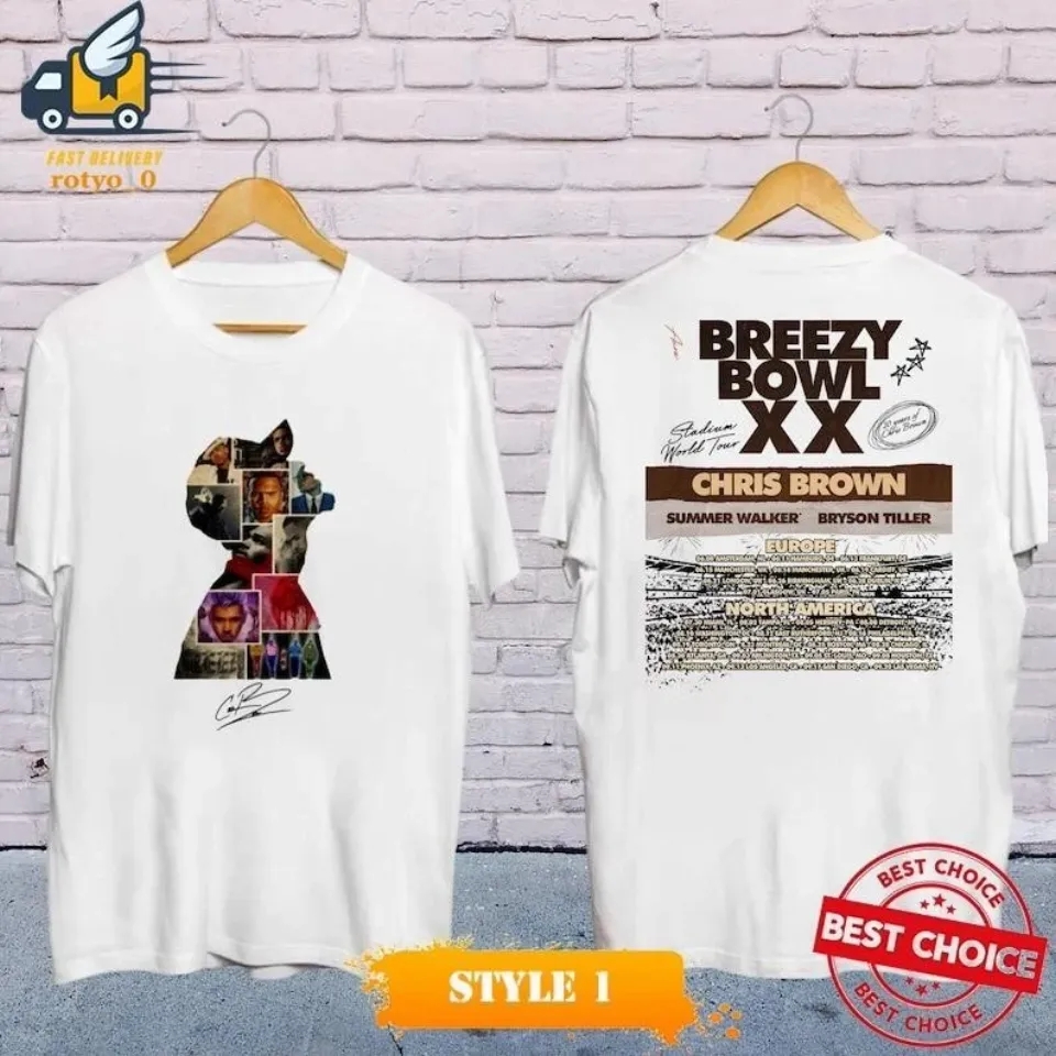 New 2025 Chris Brown Breezy Bowl Xx Tour T-Shirt Chris Brown Shirt Reprint