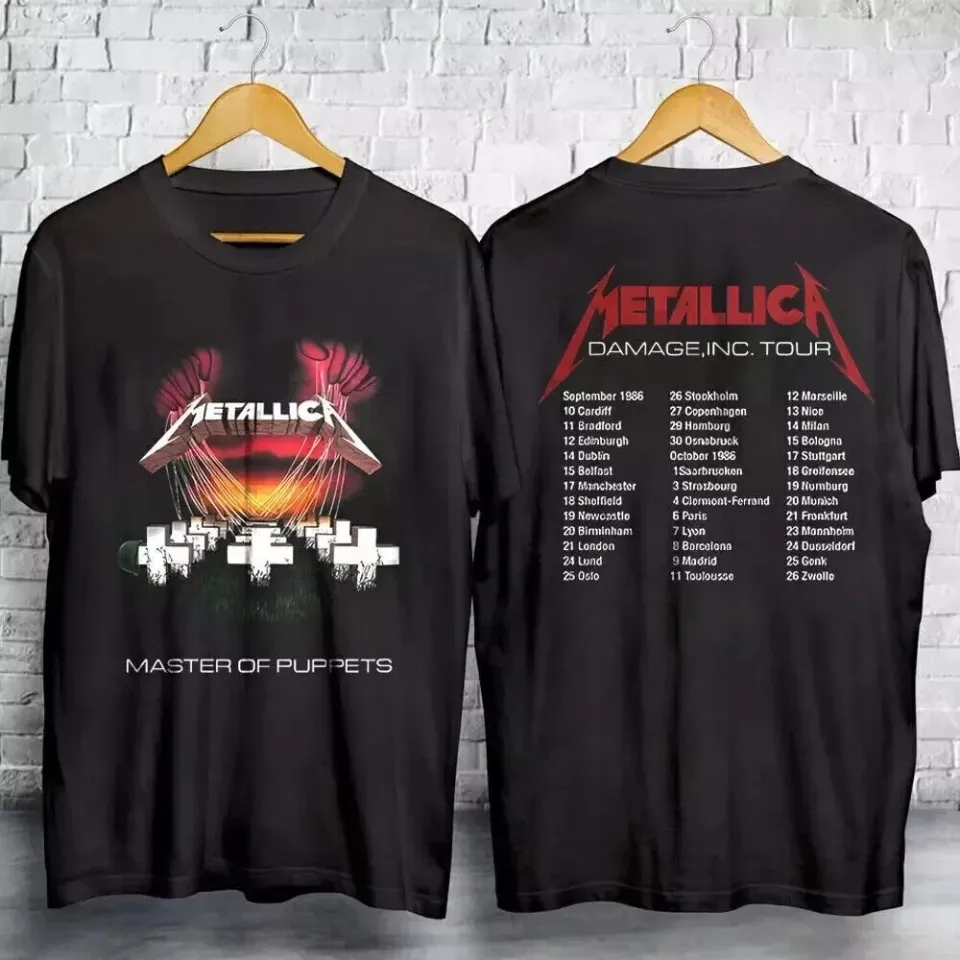1986 Metallica Men’S Master Of Puppets European Tour T-Shirt
