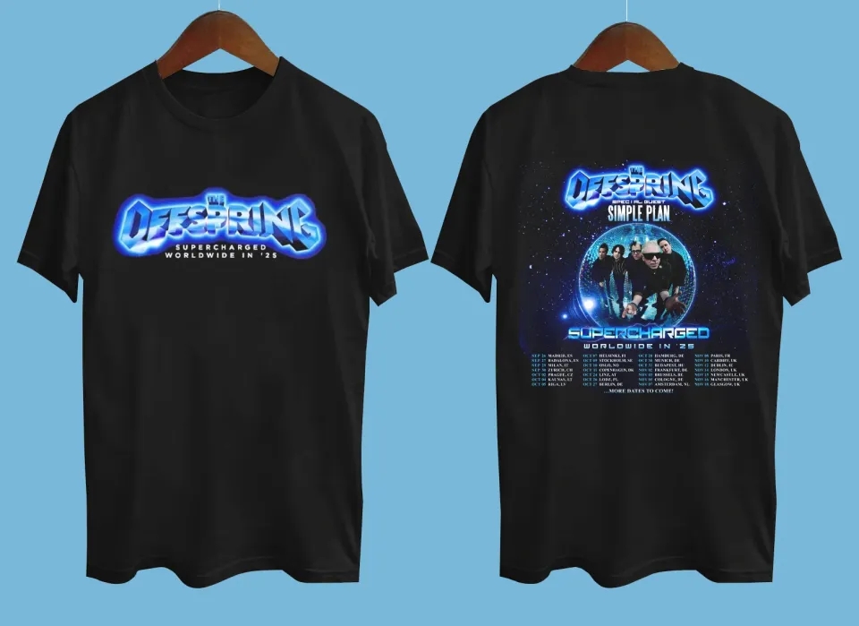 New The Offspring – Supercharged Tour 2025 2 Side Black All Size T-Shirt Bt186