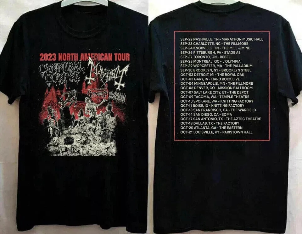 Mayhem & Cannibal Corpse 2025 North American Tour 2 Sided T-Shirt For Fans