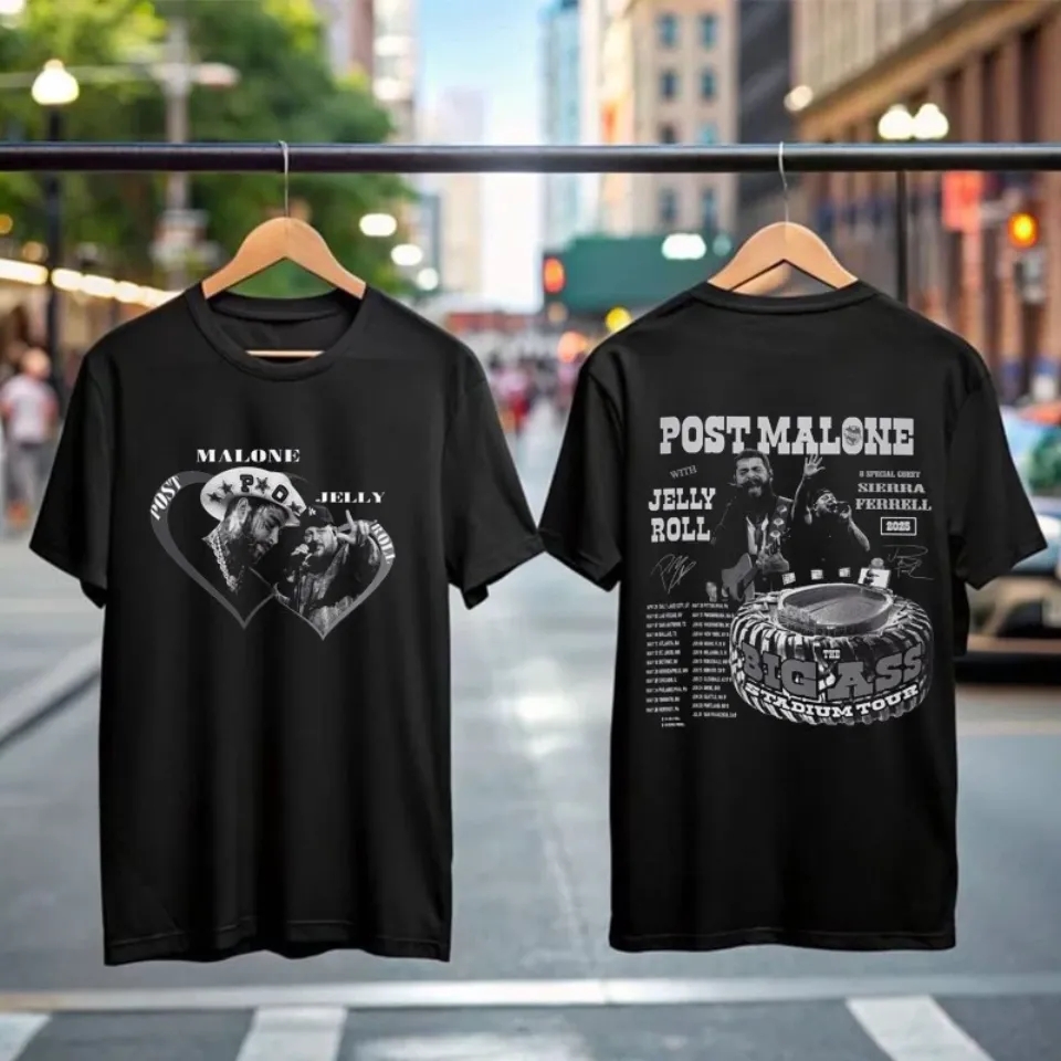 Post Malone & Jelly Roll Double Sided T-Shirt – The Big Ass Stadium Tour 2025