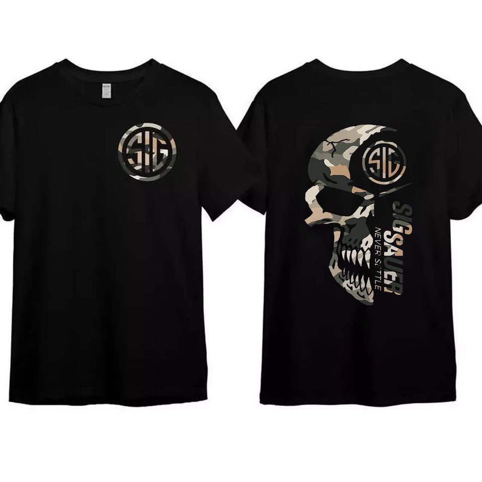 2025 Summer Men’S Camo Shirt, With Sig Sauer Never Settle T-Shirt Unisex Shirt
