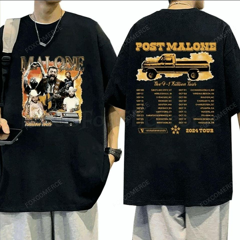 P-Posts M-Malones The F-1 Trillion 2025 Concert T-Shirt Retro Oversized Cotton Hip Hop Streetwear For Men